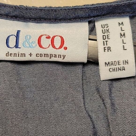 NWOT Denim & Co. Lightweight Denim Button-Front Tie Waist Top Sz M - Picture 9 of 13